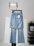 Acne Studios Distressed Layer‑Look Denim Skirt‑Trousers