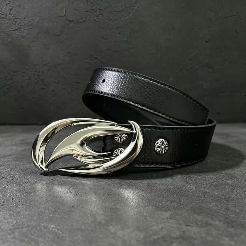 Flame Wing Metal Buckle Leather Belt Avant-Garde Genuine Cowhide Waist