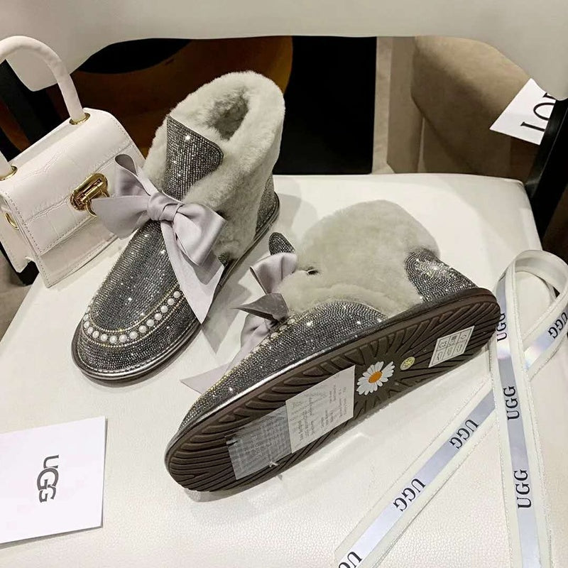 Daisy Crystal Ribbon Snow Boot — Mineral Grey | New Arrival | In Stock