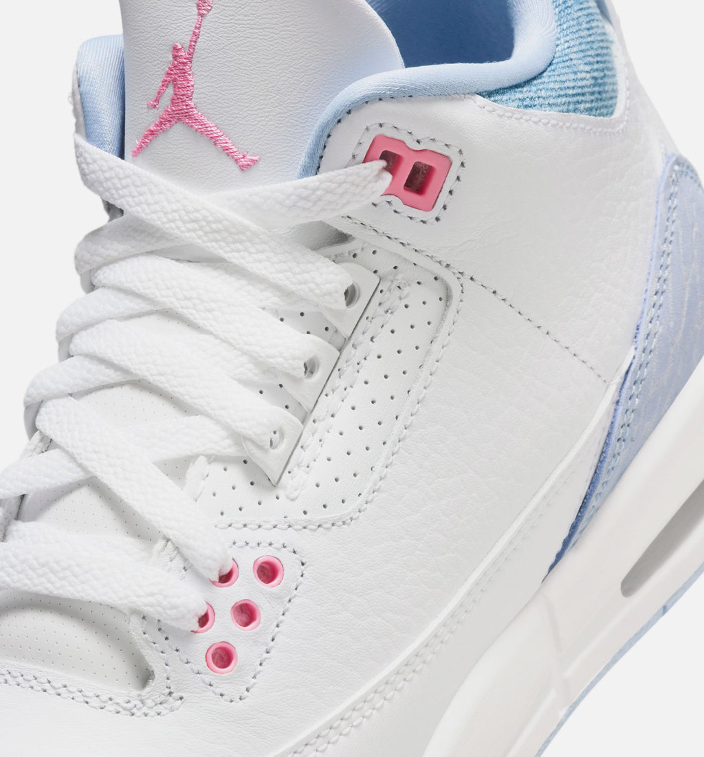 Air Jordan 3 Retro Cobalt Bliss Grade School Lifestyle Shoe - White/Cobalt Bliss/Football Grey/Pink Glow