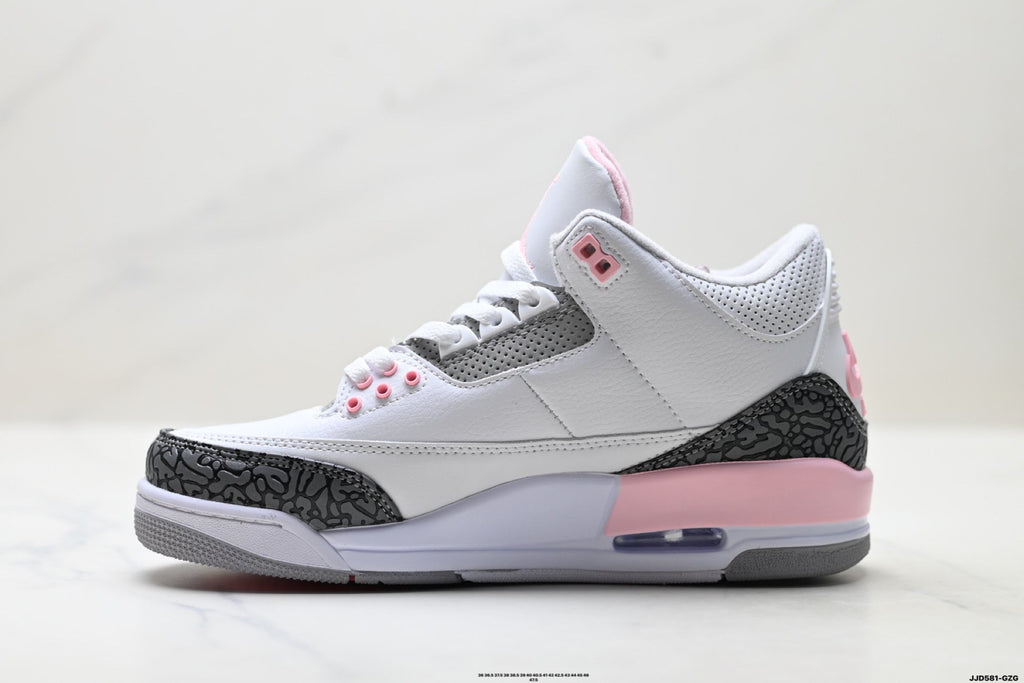 Air Jordan 3 Retro White Grey Pink Sneakers