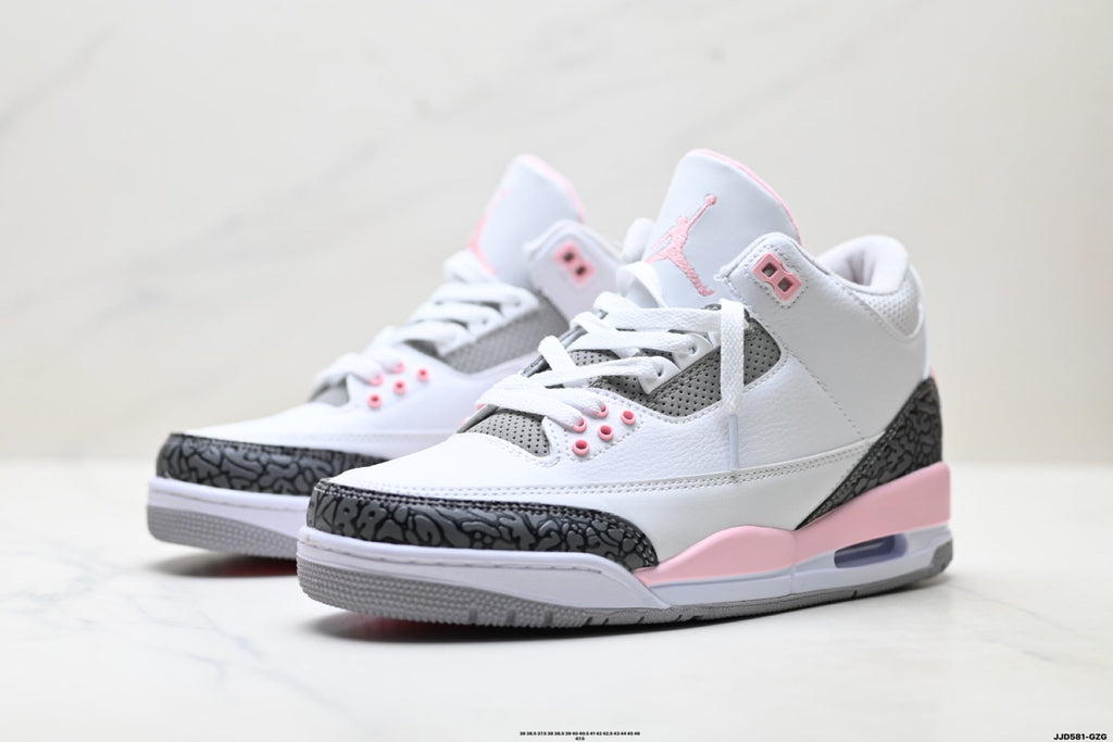 Air Jordan 3 Retro White Grey Pink Sneakers