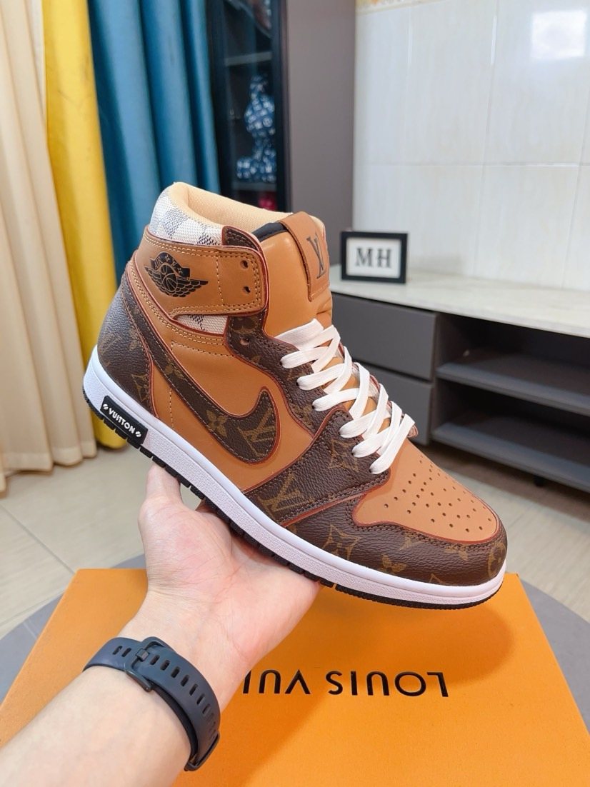 Nike Tan and Dark Brown Patterned High-Top Sneakers
