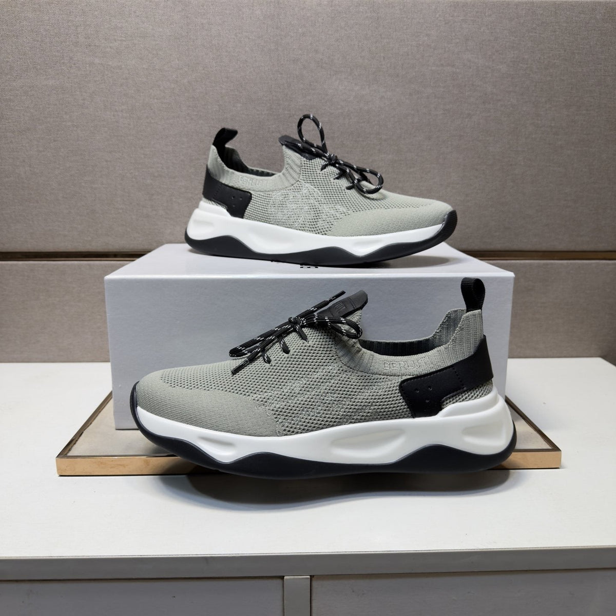 Berluti Gray-Green Lace-Up Sneakers