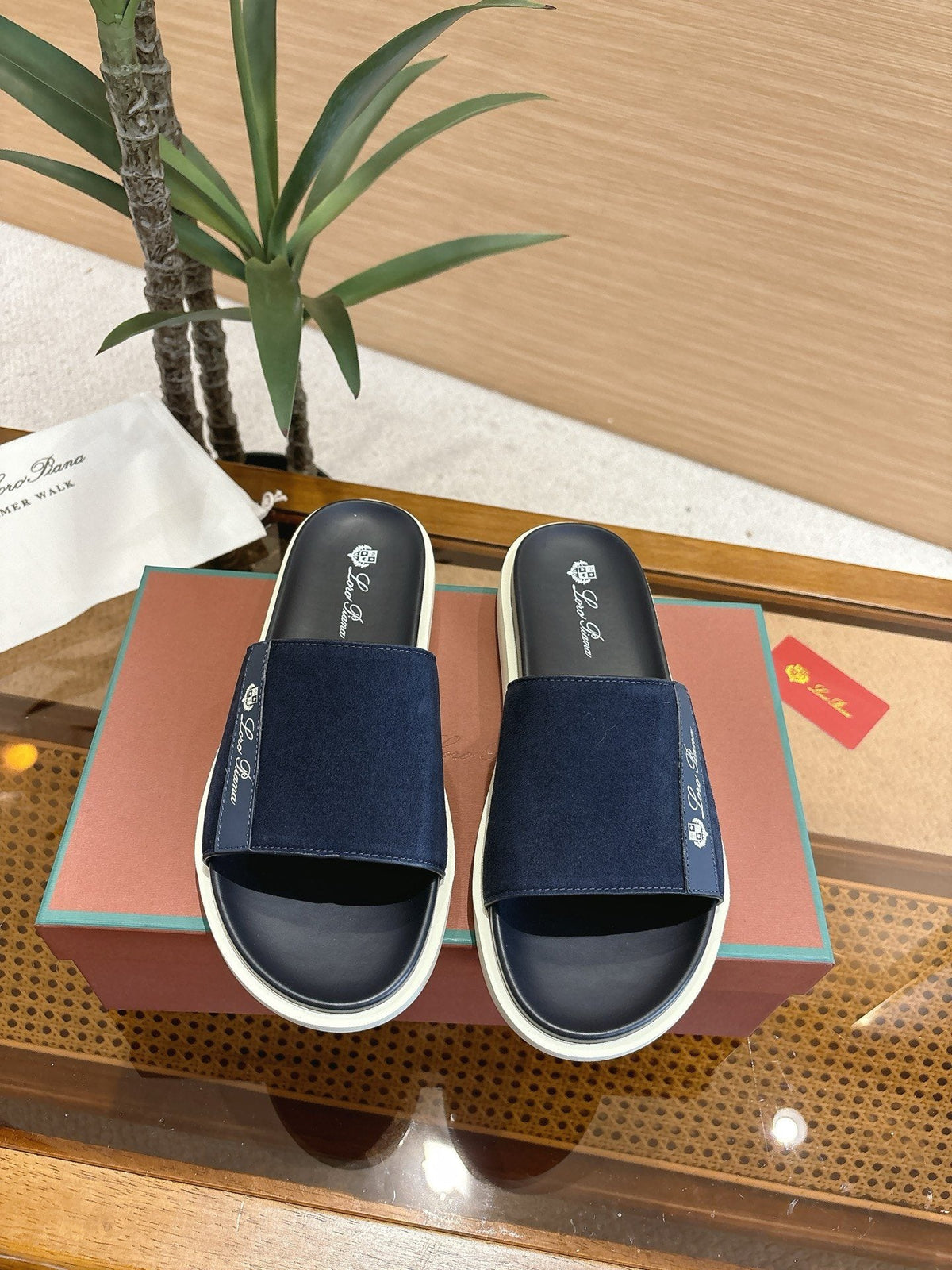Loro Piana Wide-Strap Slide Sandals