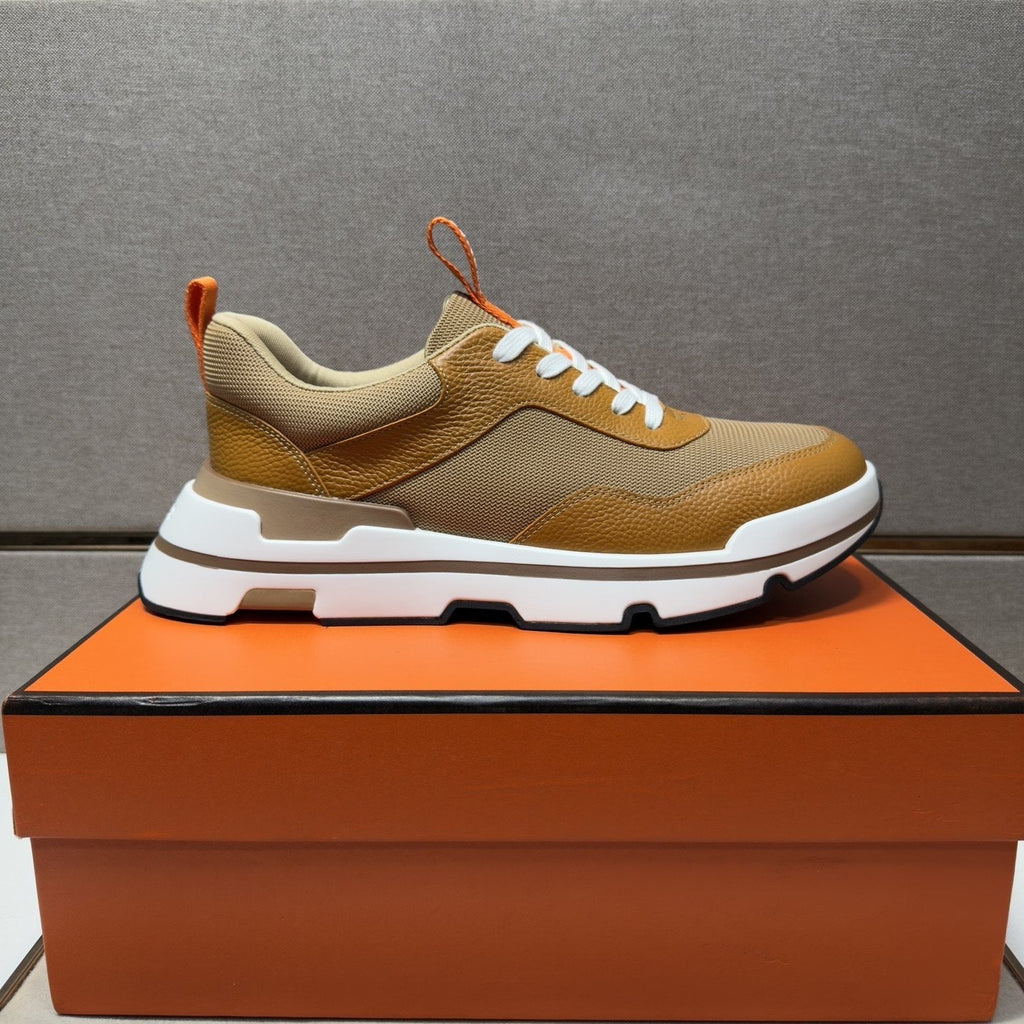 Hermès Men's Panel Lace-Up Casual Sneakers