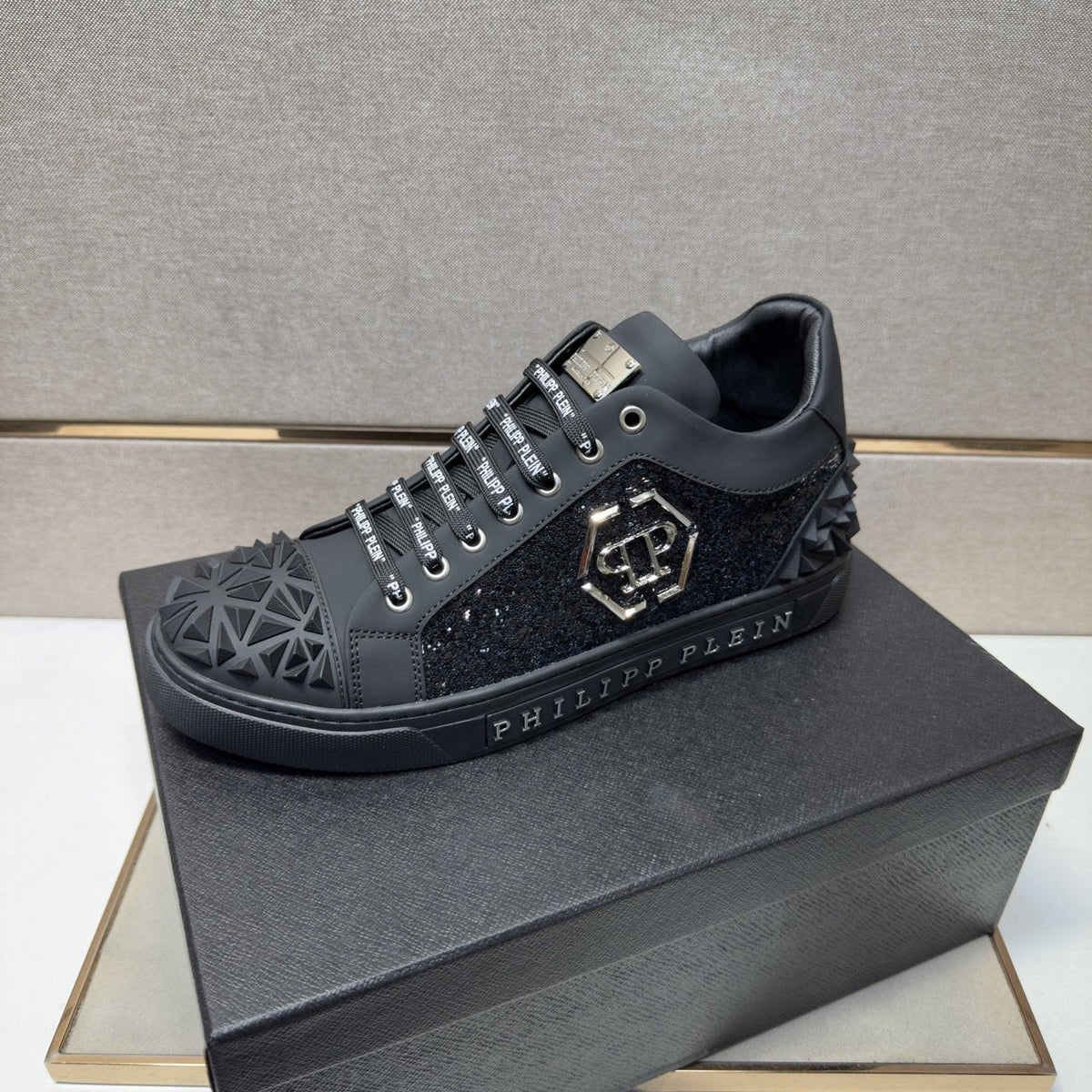 Philipp Plein Men's Textured Logo High-Top Sneakers