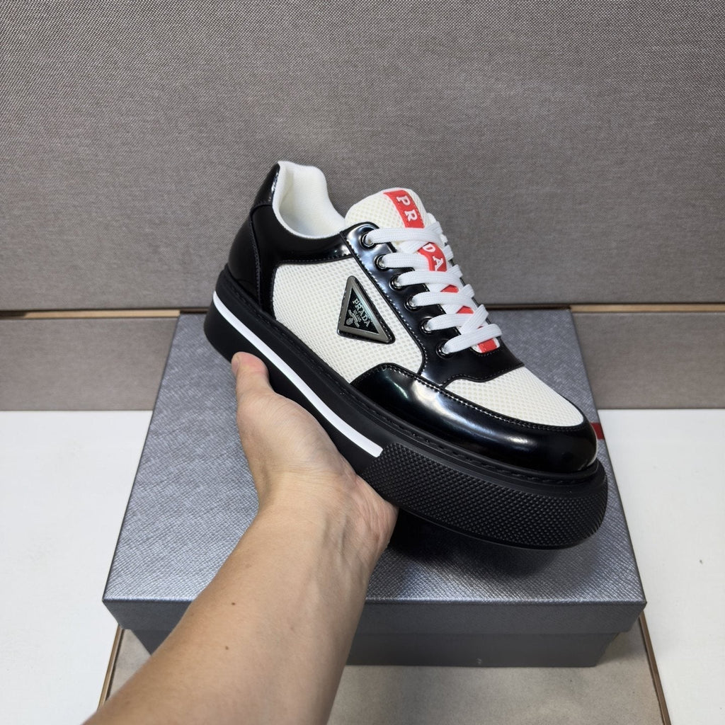 Prada Men's Contrast Panel Low-Top Sneakers