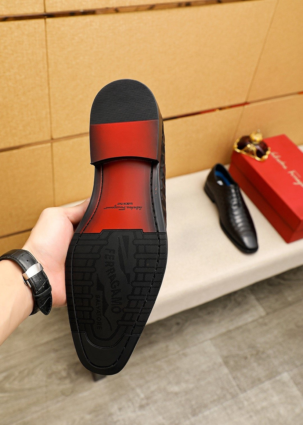 Ferragamo Embossed Lace-Up Dress Shoes