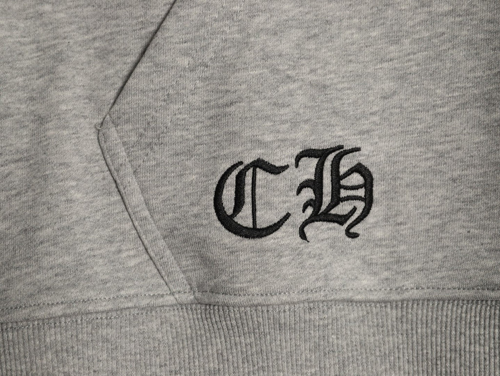 Chrome Hearts Horseshoe and Gothic-Lettering Zip Hoodie - Light Gray