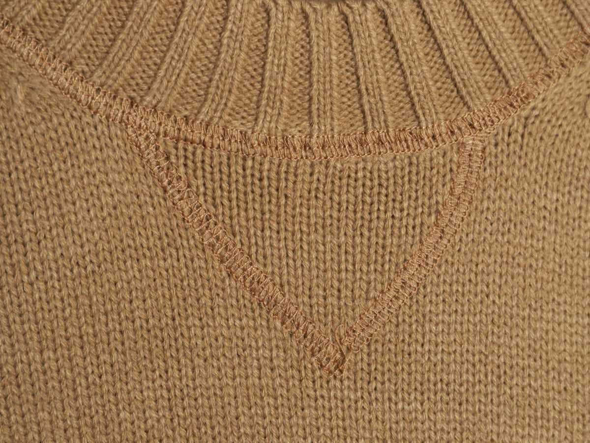 Prada Milano Logo Crewneck Knit Sweater - Camel